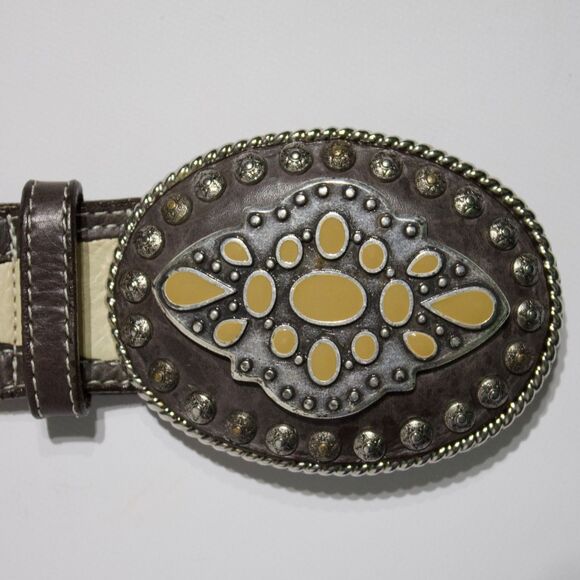 VTG 1995 Streets Ahead Made in USA Beige Western Belt Women Size M (37\